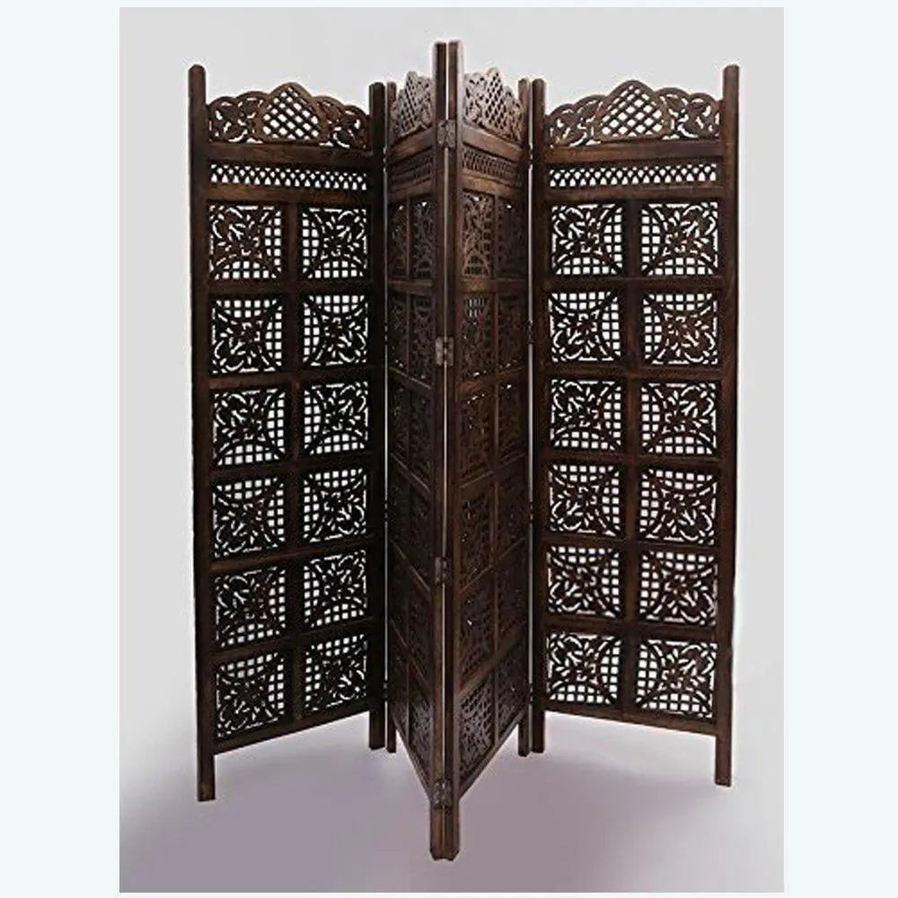 Wood Room Divider Partition for Living Room 4 Panels - Room Separators Screen Panel for Home & Kitchen to be Placed in Zig-Zag - Ouch Cart