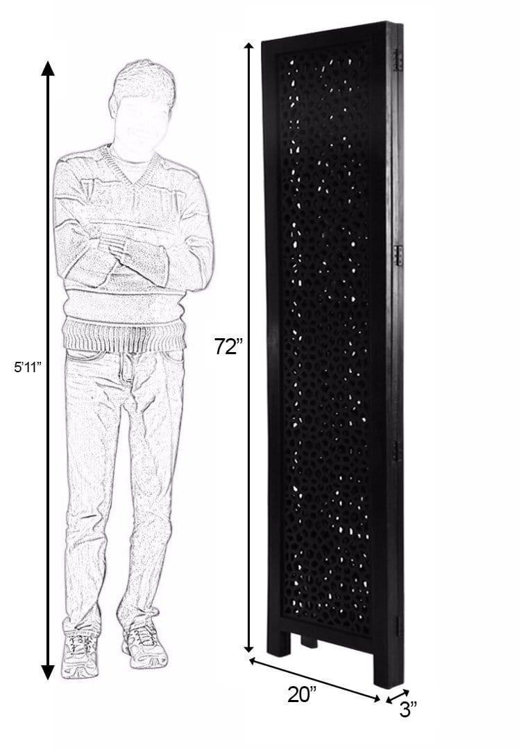 Wood Room Divider Partition for Living Room 4 Panels - Room Separators Screen Panel for Home & Kitchen to be Placed in Zig-Zag - Ouch Cart