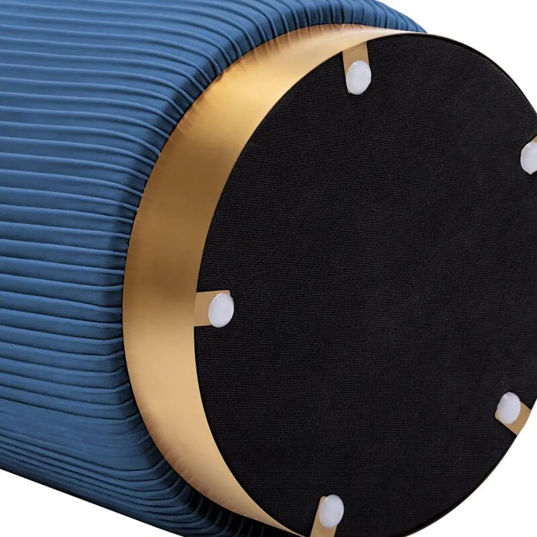 DOE BUCK ROUND VELVET GOLD OTTAMAN/POUFEE IN BLUE - Ouch Cart