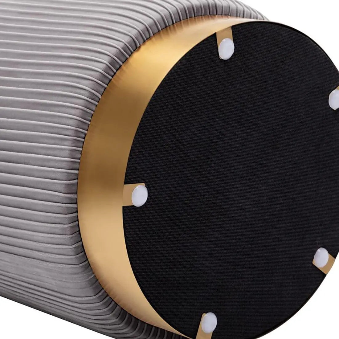 DOE BUCK ROUND VELVET GOLD OTTAMAN/POUFEE IN GREY - Ouch Cart