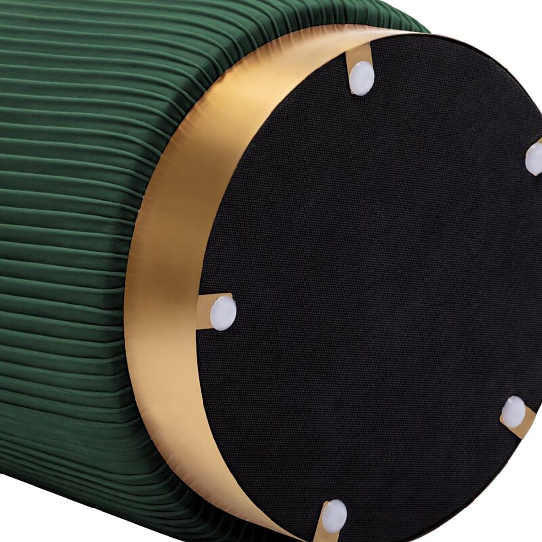 DOE BUCK ROUND VELVET GOLD OTTAMAN/POUFEE IN GREEN - Ouch Cart