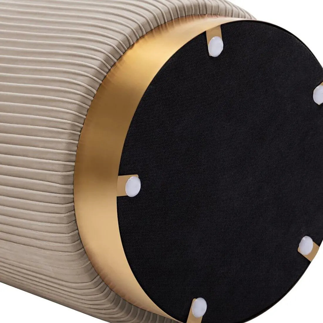 DOE BUCK ROUND VELVET GOLD OTTAMAN/POUFEE IN CREAM - Ouch Cart