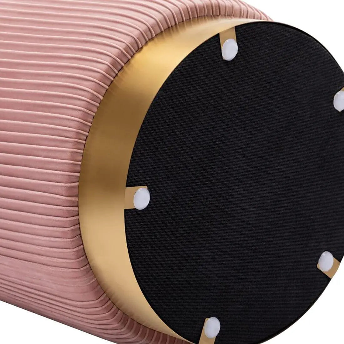 DOE BUCK ROUND VELVET GOLD OTTAMAN/POUFEE IN LIGHT PINK - Ouch Cart