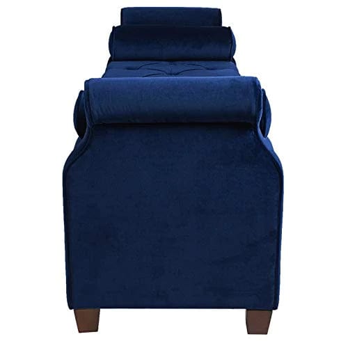 Tufted Roll Arm Entryway Bench in Navy Blue