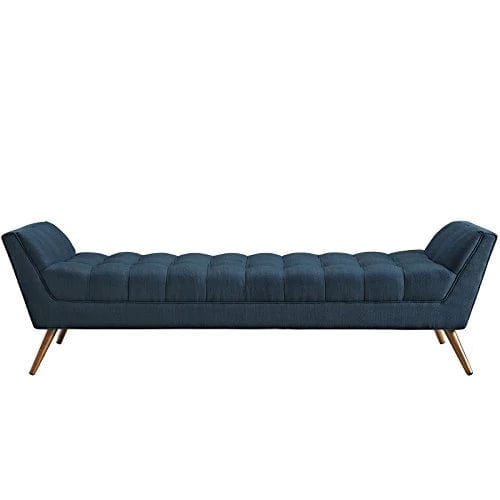 Century Modern Bench Large Upholstered Fabric in Azure