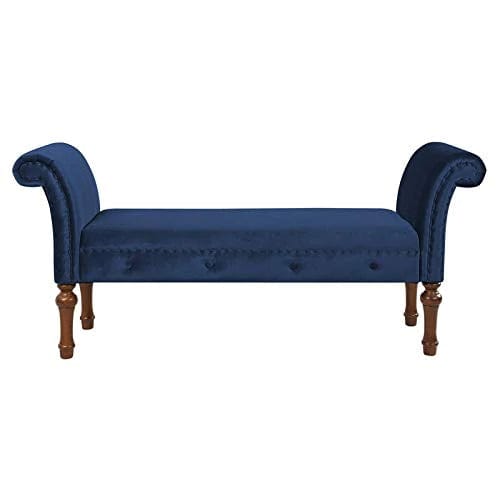 Roll Arm Entryway Bench in Navy Blue