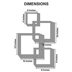 Wooden Wall Mounted Shelf Rack for Living Room Decor ) - Set of 4 - Ouch Cart