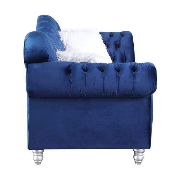 Luxury Classic America Chesterfield Tufted Camel Back Armchair Living Room Sofa, Blue - Ouch Cart