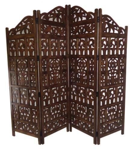 4 panel Wooden Partition,Wooden Handcrafted Partition/Room Divider/Separator for Living Room/Office
