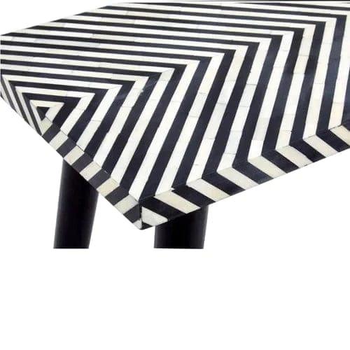 Rectangular Black and White Geometrical Pattern Resin Inlay Console Table - Ouch Cart