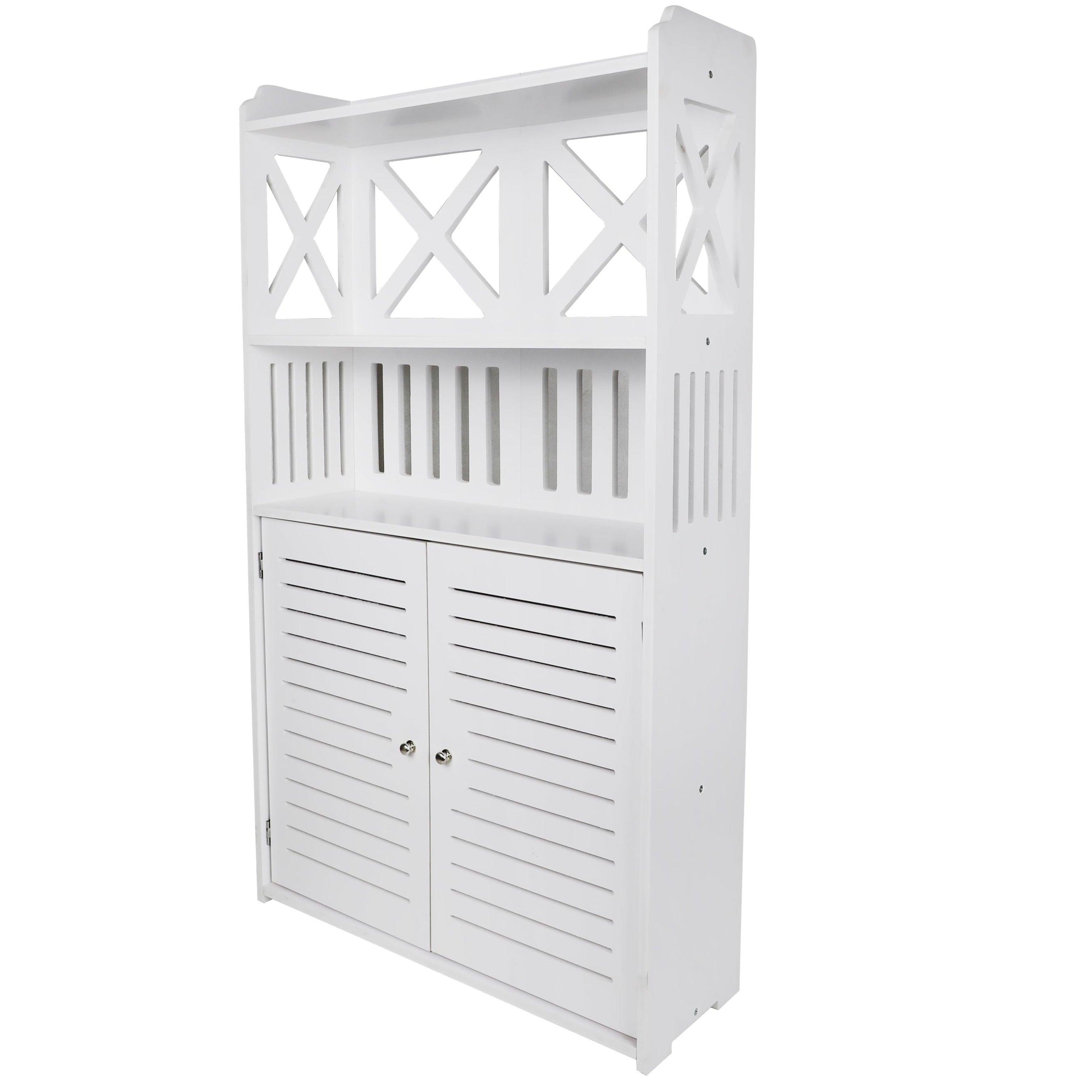 Toilet PVC Storage Bathroom 2 Feet Vanity Floor Standing Shelf Storage Cabinet With Free Soap Dish By Miza - Ouch Cart