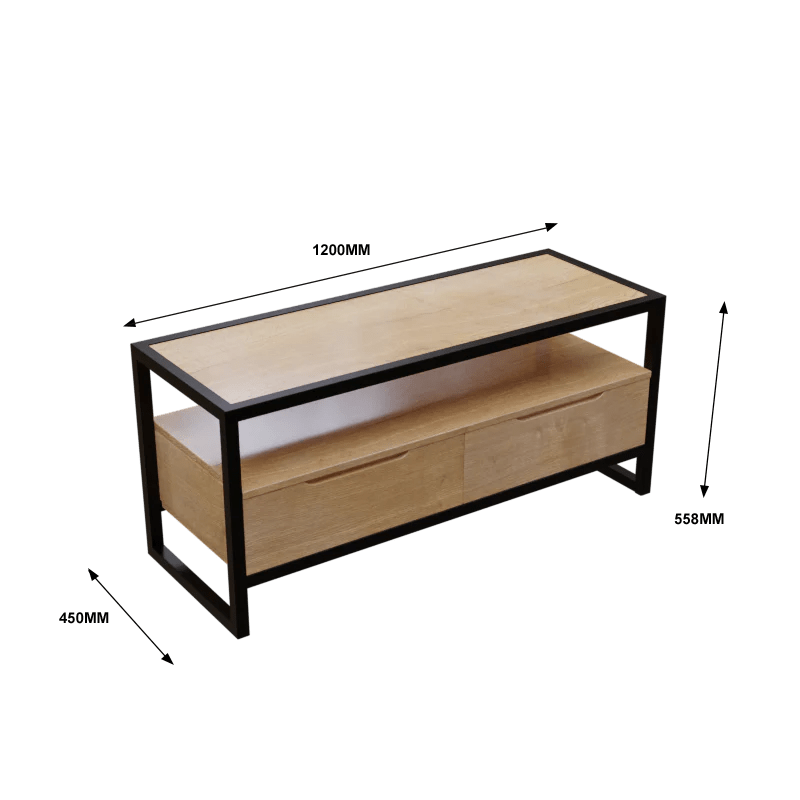 Fenily TV Unit with Drawers in Small Size in Wooden Texture
