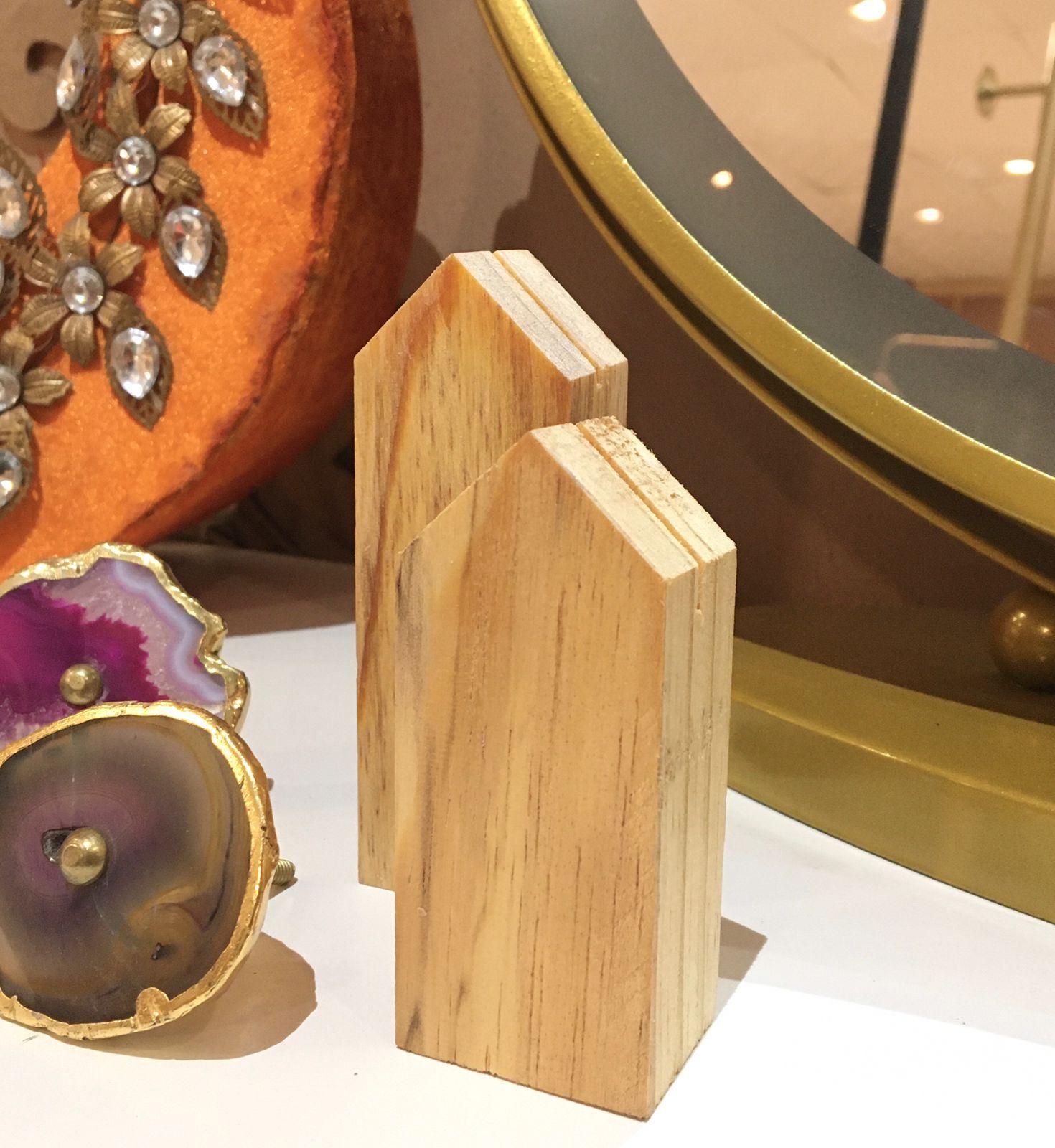 Wood Photo Stands/Place Card Holder/Little Wood House Desk Accessory Set Of 2 By Miza - Ouch Cart