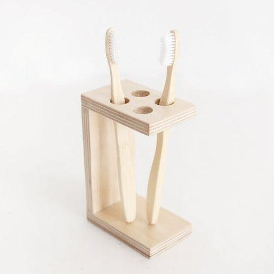 Wooden Bathroom Toothbrush And Toothpaste Holder/Stand ( With Complementary Coaster ) By Miza - Ouch Cart