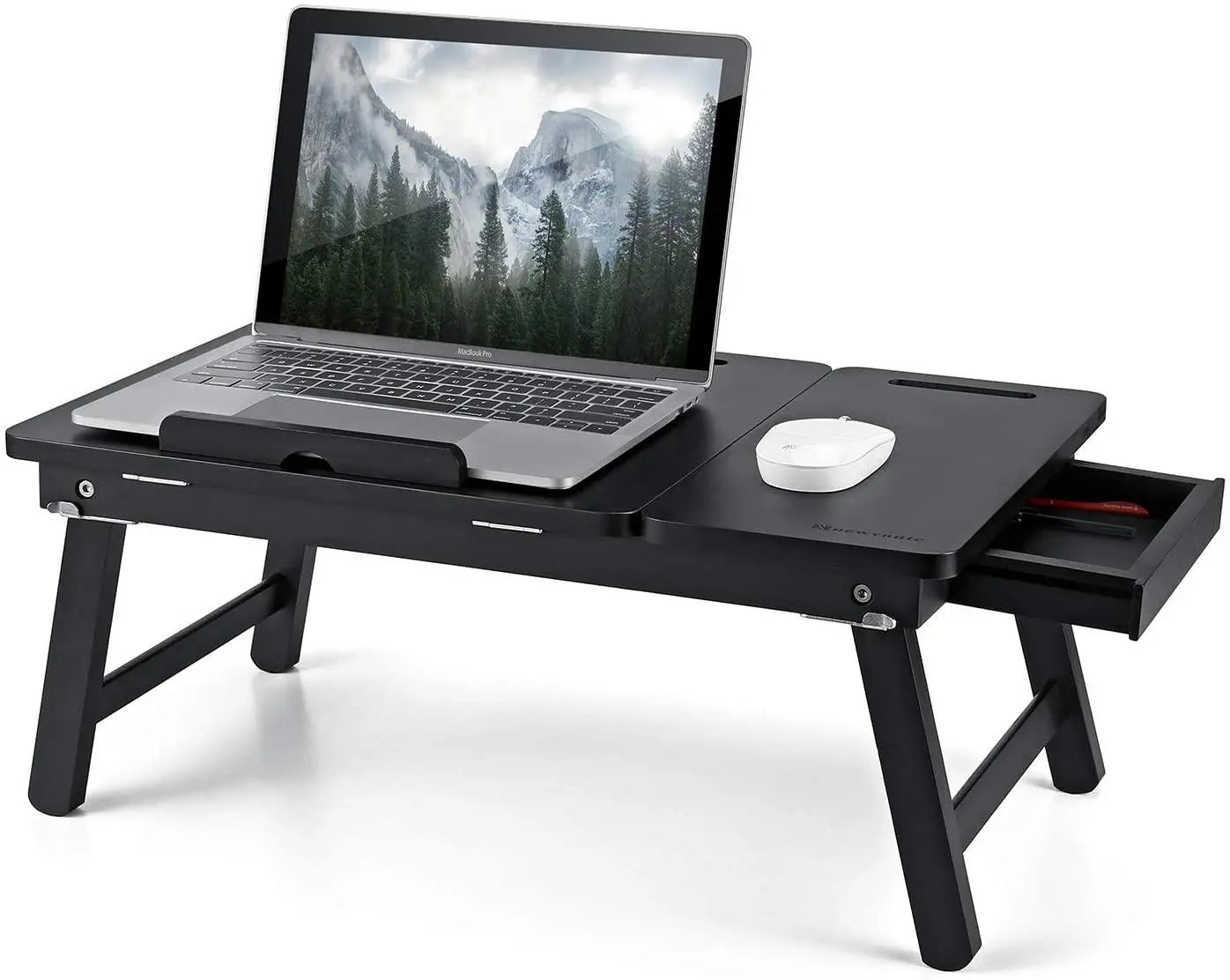 Foldable Laptop Desk Tray, Wooden Breakfast Serving Tray/Study Table with Drawer - Ouch Cart