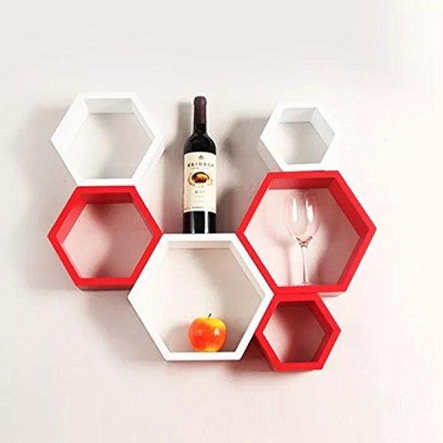 Fancy 6 Pcs Hexagonal Wooden Wall Shelf Home decoration - Ouch Cart