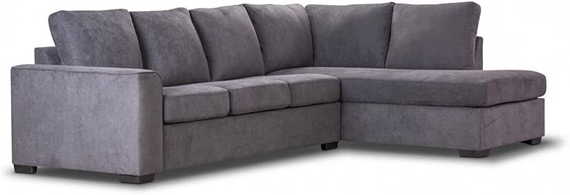 Christo Corner L Shaped 3-Seat Sofa with RHF Chaise Lounge Couch Upholstered Cover -Dark Grey
