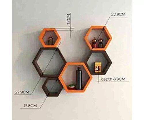 Fancy 6 Pcs Hexagonal Wooden Wall Shelf Home decoration - Ouch Cart