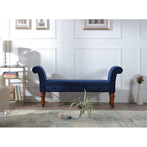 Roll Arm Entryway Bench in Navy Blue