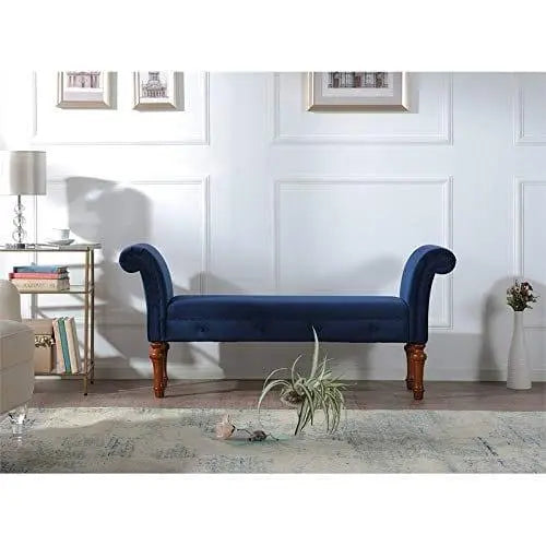 Roll Arm Entryway Bench in Navy Blue - Ouch Cart