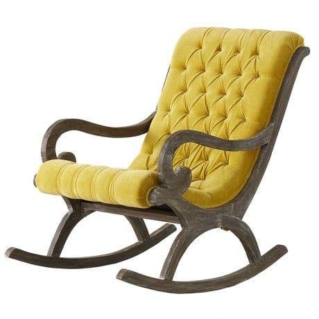 Rocking Chair Online - Buy Handicrafts Wooden Rocking Chair Comfort Cushioned Back & Seat Online