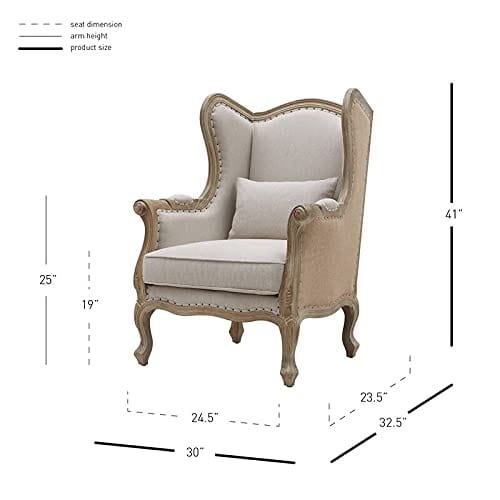 Handicraft Wing Back Arm Chair (White)