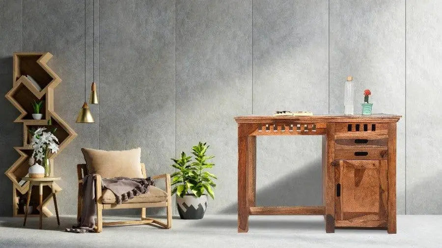 Sheesham Wood Anusuya Study Table With Drawers - Ouch Cart