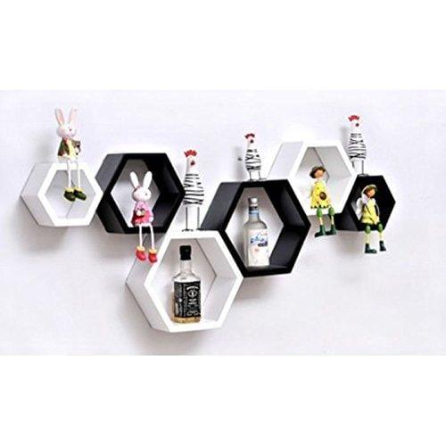 Fancy 6 Pcs Hexagonal Wooden Wall Shelf Home decoration - Ouch Cart