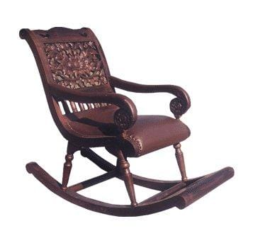 Hand Carved Rocking Chair-Brown