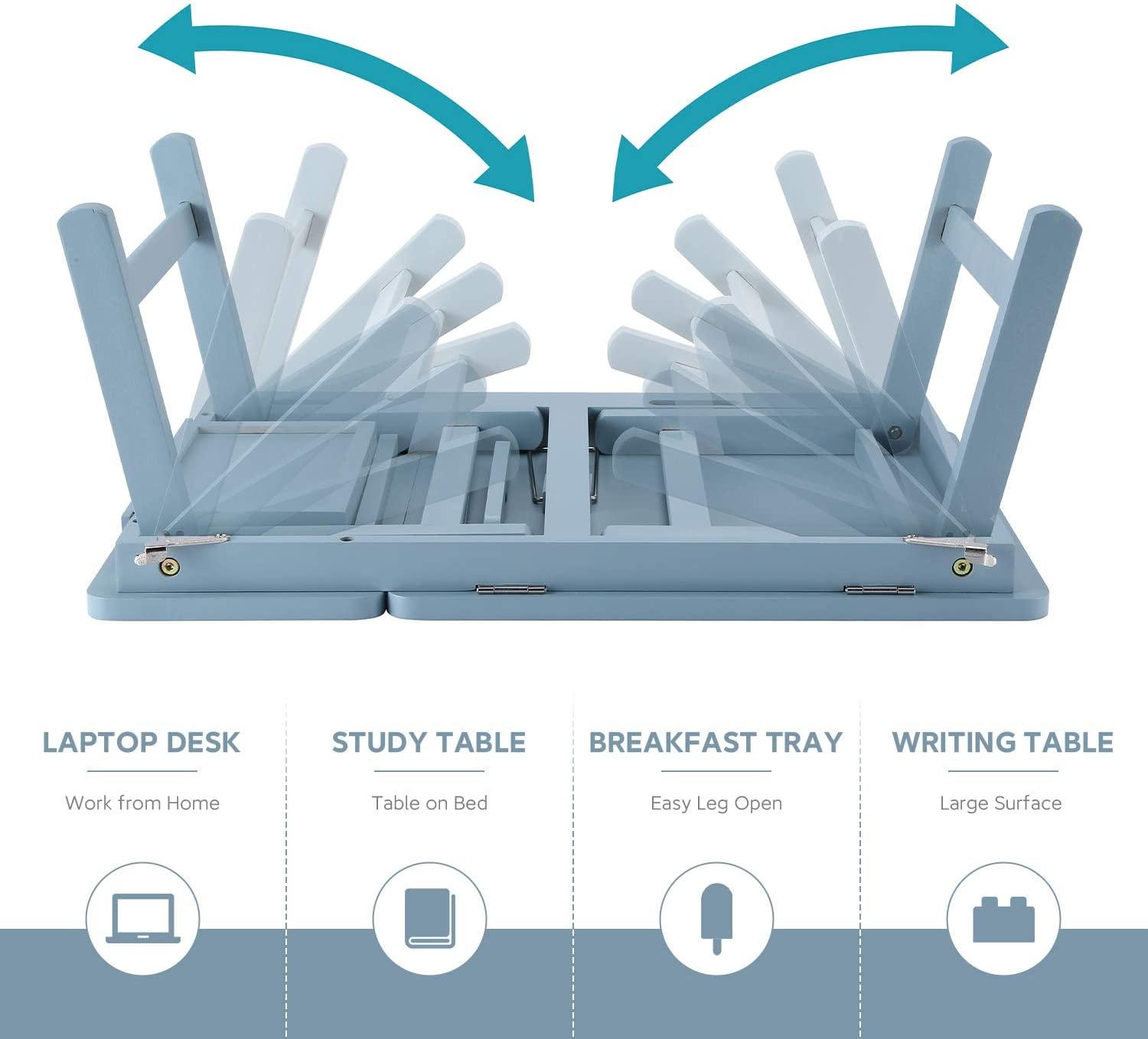 Foldable Laptop Desk Tray, Wooden Breakfast Serving Tray/Study Table with Drawer - Ouch Cart