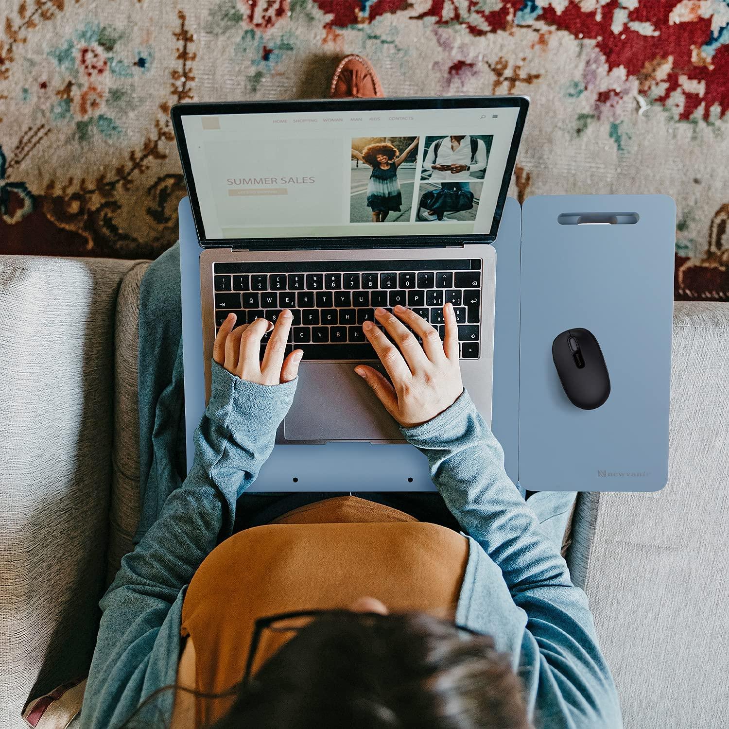Foldable Laptop Desk Tray, Wooden Breakfast Serving Tray/Study Table with Drawer - Ouch Cart