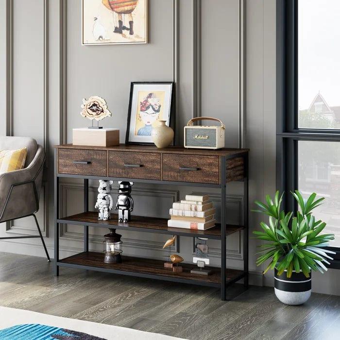 wooden And Iron Console Table - Ouch Cart
