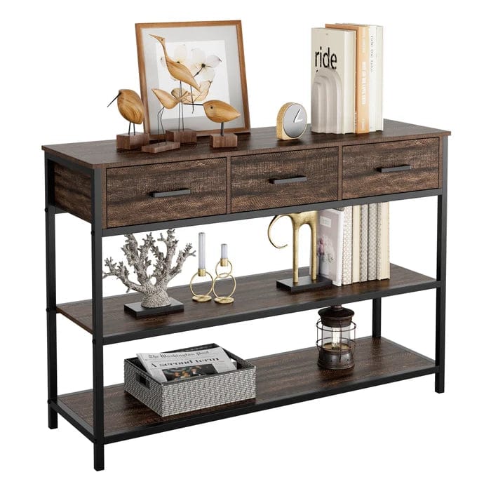 wooden And Iron Console Table