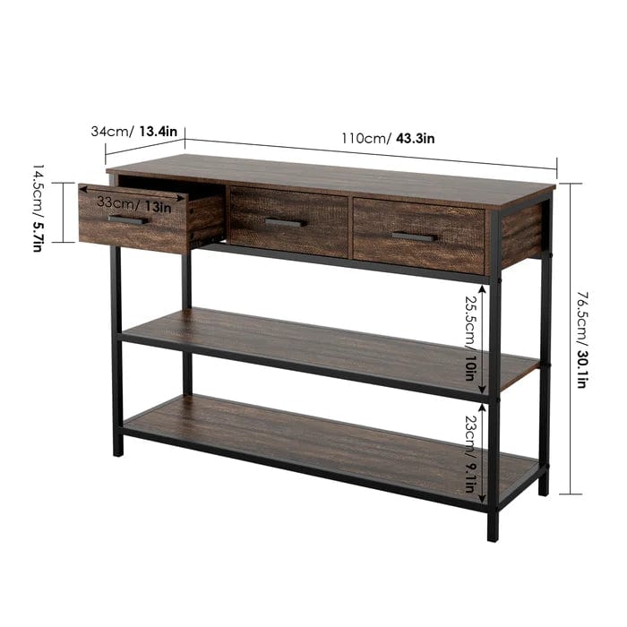 wooden And Iron Console Table