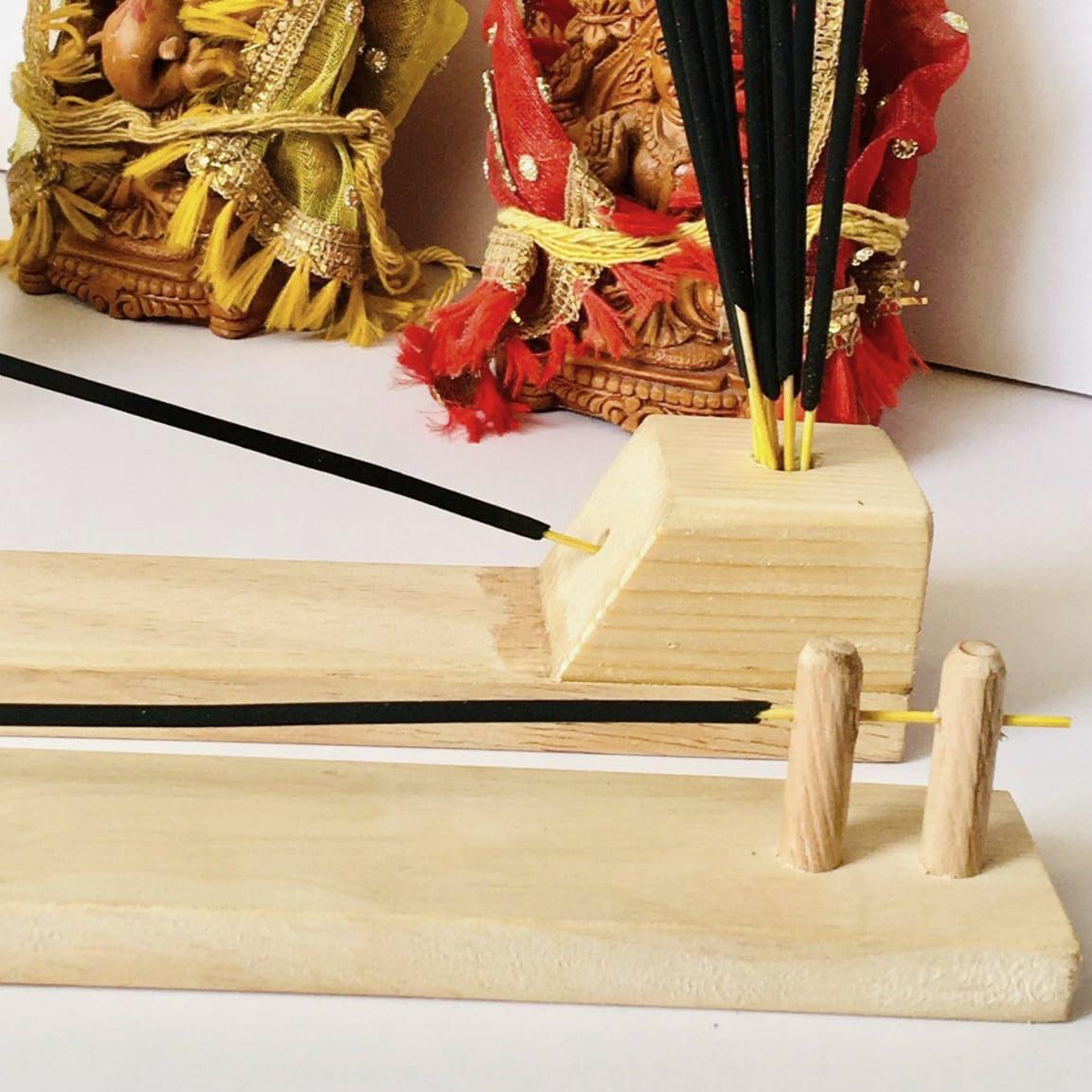 Reliable Wooden Agarbatti Stand with Ash Catcher Dhoop Stick Holder For Home Mandir By Miza - Ouch Cart
