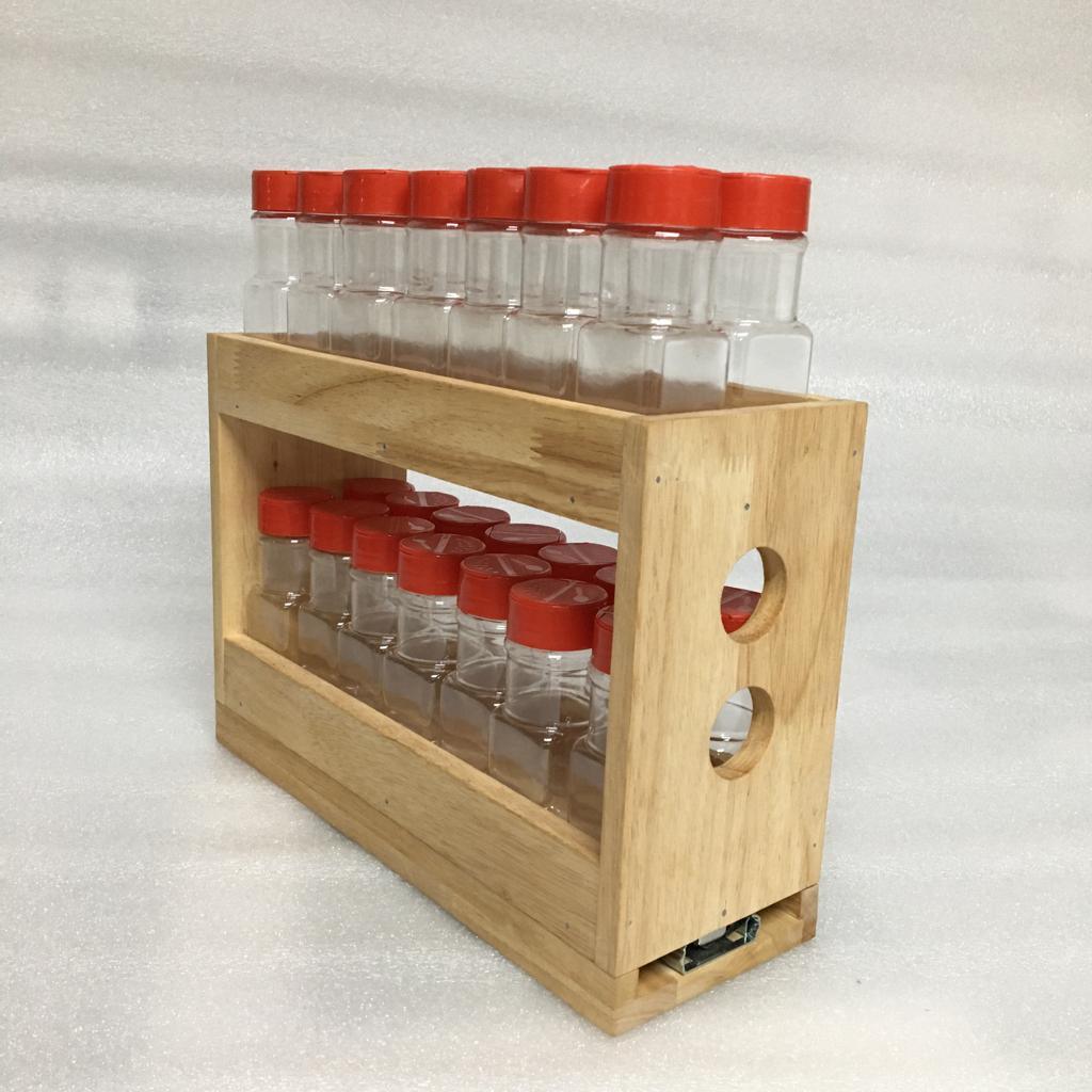 Sliding Kitchen Wooden Spice/Condiment Rack One Slide With 28 Bottles ( With Complementary Coaster ) By Miza - Ouch Cart