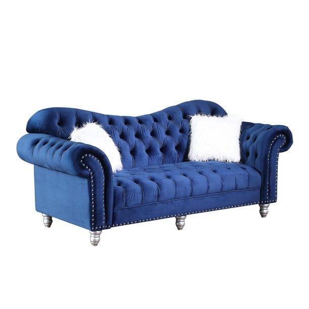 Luxury Classic America Chesterfield Tufted Camel Back Armchair Living Room Sofa, Blue - Ouch Cart