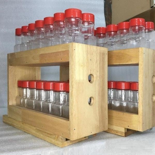Sliding Kitchen Wooden Spice/Condiment Rack One Slide With 28 Bottles ( With Complementary Coaster ) By Miza - Ouch Cart