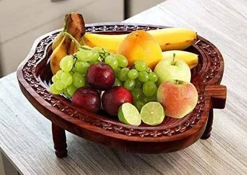 WOODEN BEAUTIFUL DRY FRUIT FOLDABLE BASKET APPLE SHAPE - Ouch Cart