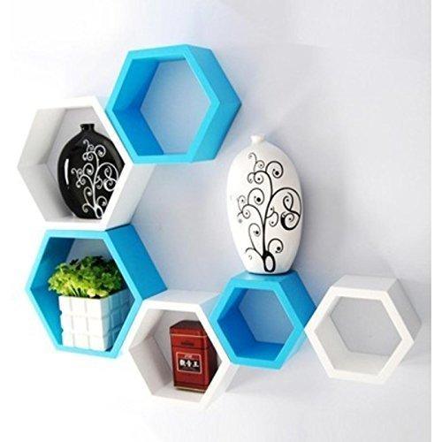 Fancy 6 Pcs Hexagonal Wooden Wall Shelf Home decoration - Ouch Cart