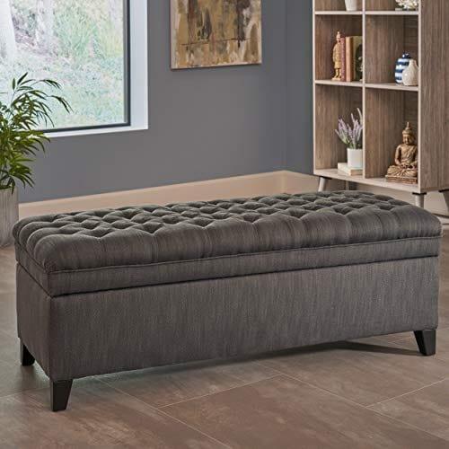 Juliana Fabric Storage Ottoman, Gray - Ouch Cart