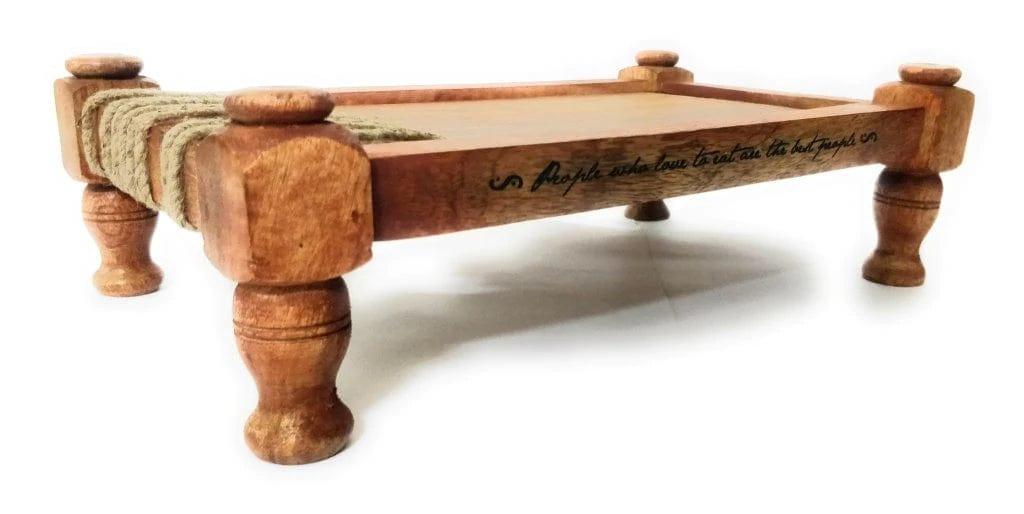 WOOD KHAAT PLATTER II INDIAN STYLE SERVING TRAY - Ouch Cart