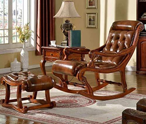 Sheesham Wood Rocking Chair with Foot Rest and Cushion Wood Rocking Chair  for Living Room Home Decor (Finish Color Brown) - Wood Art City