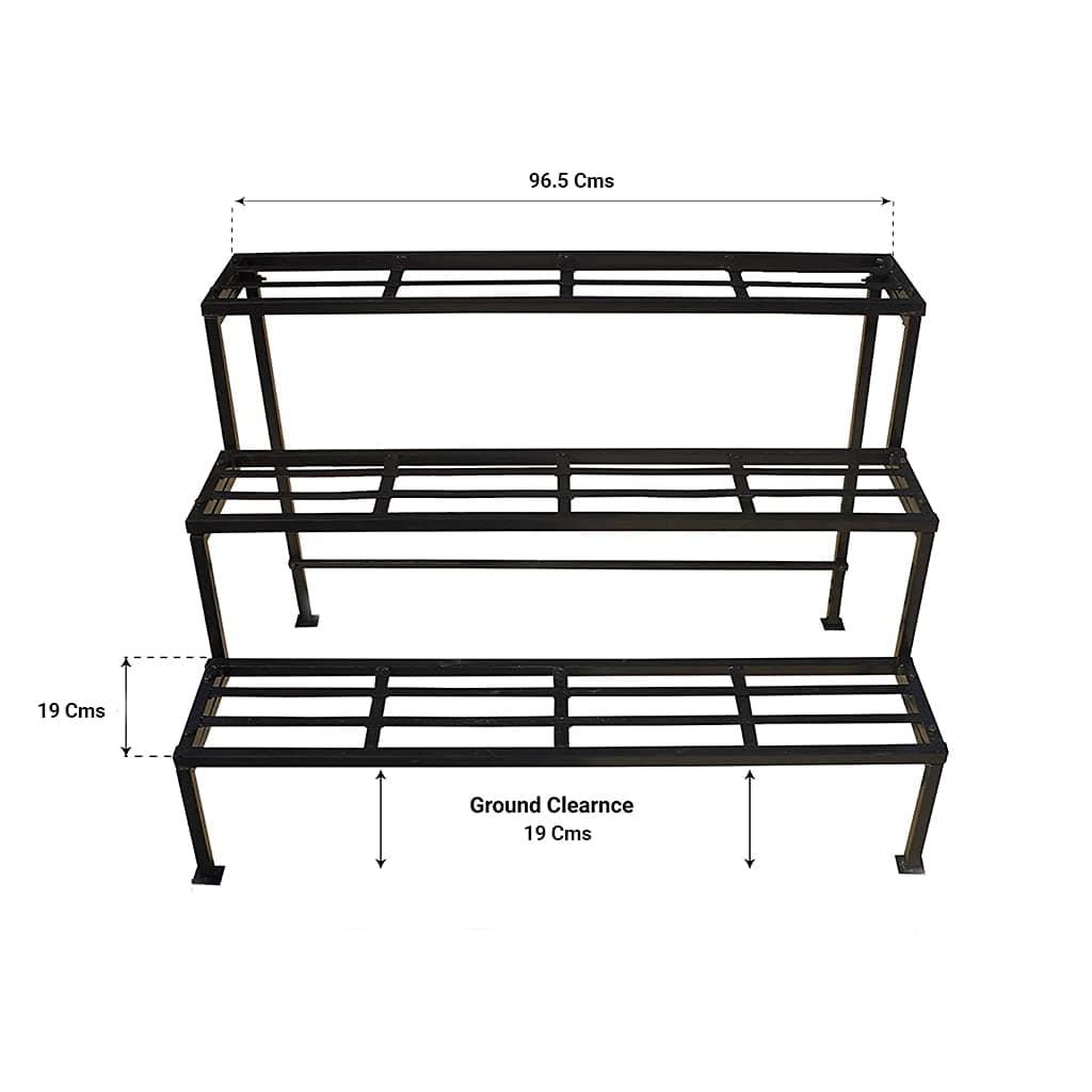 3 Step Stand for Multiple Plants and Pots Stand | Indoor Shelf Holder Rack | Gardening Stand | Indoor Outdoor (Black) - Ouch Cart