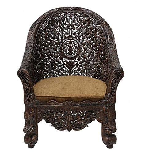 Handicrafts Wooden Hand Carved Royal Chair - Ouch Cart