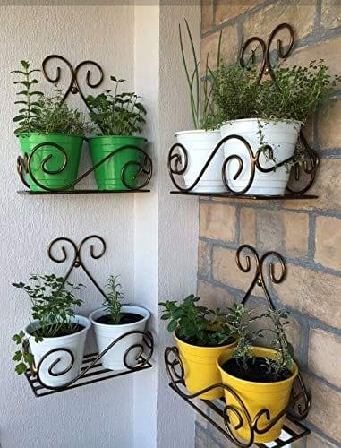Set of Hanging Metal Plants Holder Indoor and Outdoor Black - Ouch Cart