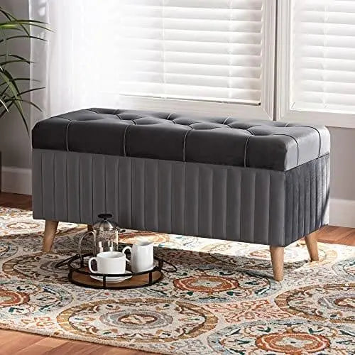 Ottomans, Grey/Walnut Brown - Ouch Cart