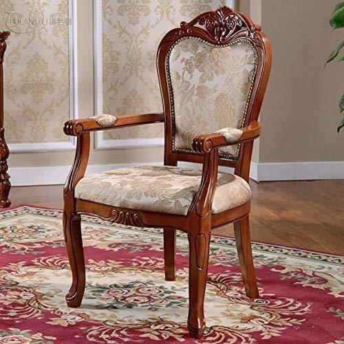 Sheesham Wood Back Comfort Seating Chair Hand Carved Armrest Royal Dining Chair for Home & Office (Brown, cream) - Ouch Cart