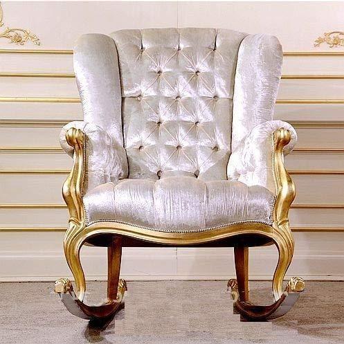 Handicrafts Teak Wooden Rocking Chair Comfort Cushioned Back (Standard) - Ouch Cart