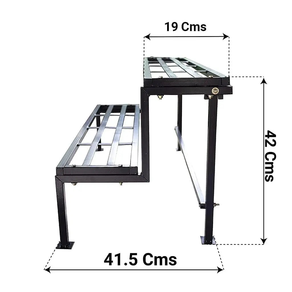 2 Step Stand for Multiple Plants and Pots Stand, Indoor Shelf Holder Rack, Gardening Stand,Indoor Outdoor (Black) - Ouch Cart